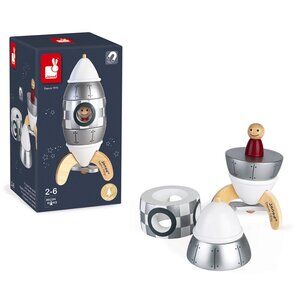 Janod Wooden Silver Magnetic Rocket Kit New in Box For Age 2+